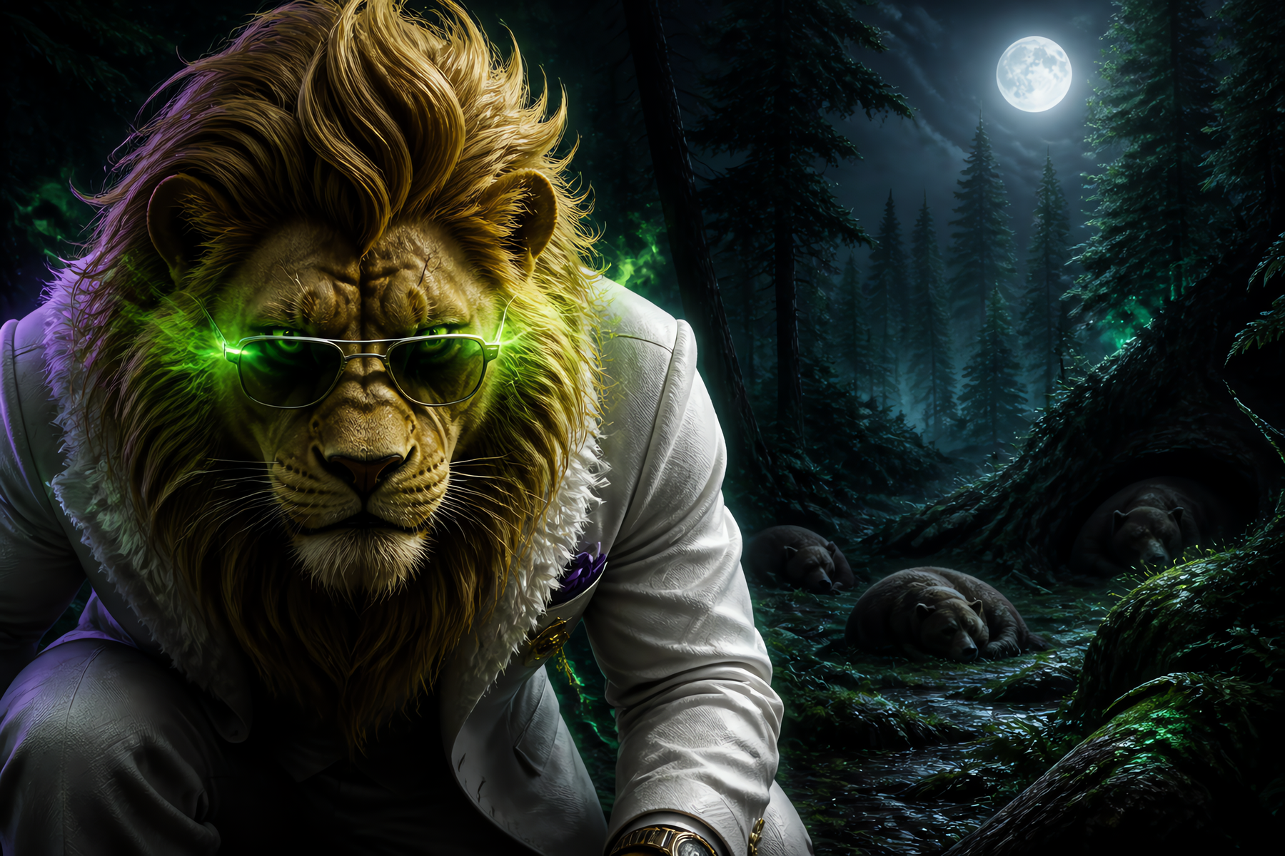 Lion in a forest, used as a story reference